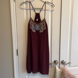 Blue Rain Embroidered Burgundy Dress size L